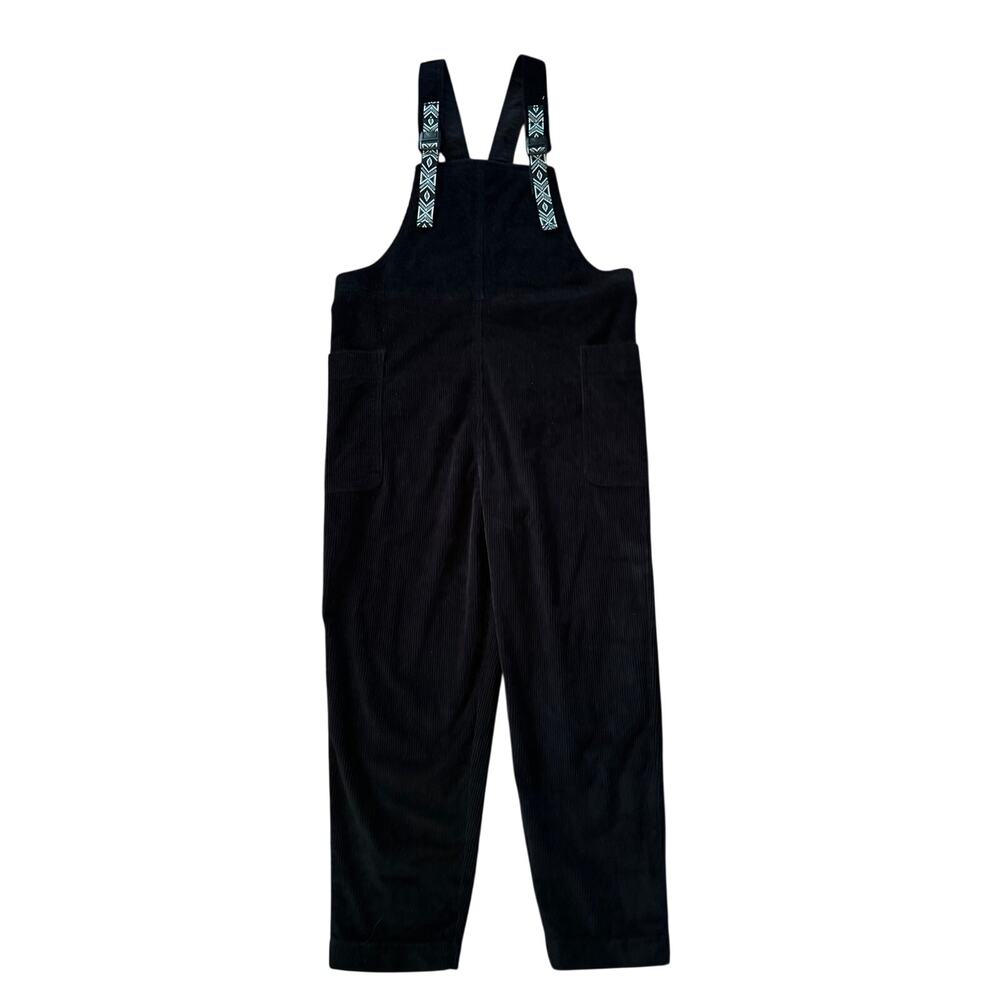 Women S Kavu San Juan Corduroy Overalls Bib Crop Adjustable Black Moonless Night